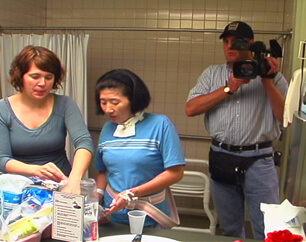 James filming a day in the life video in bathroom